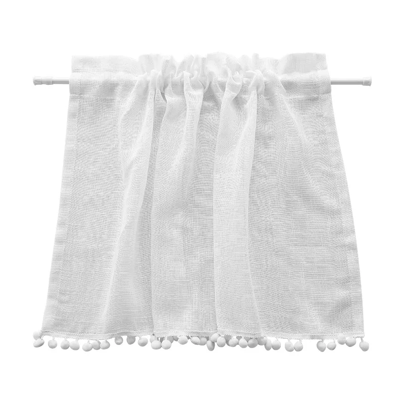 Linen Slub House Door Curtains Finished Short Sheer For Bathroom Wall