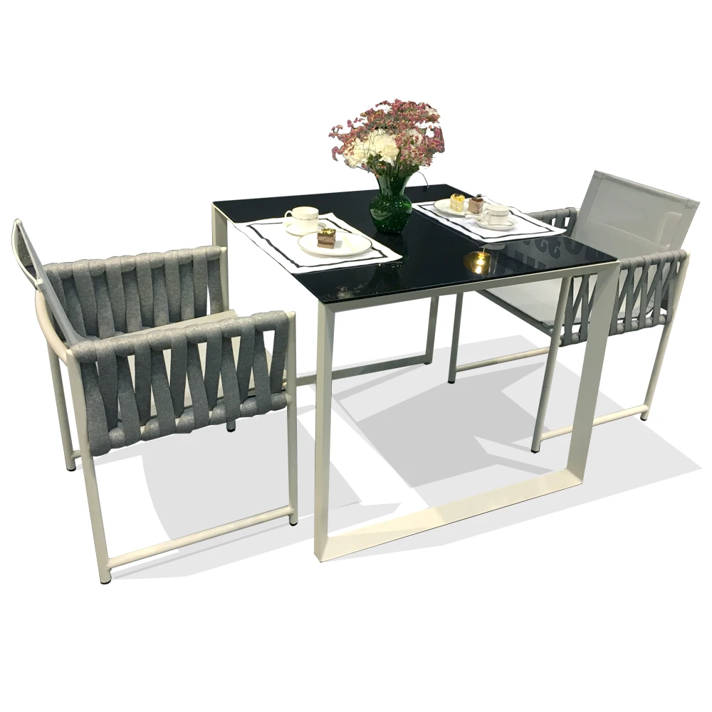 Leisure Waterproof Bistro Terrace Rope Woven Dinning Chair Aluminium Outdoor Furniture for Garden Home Furniture Dining Chair