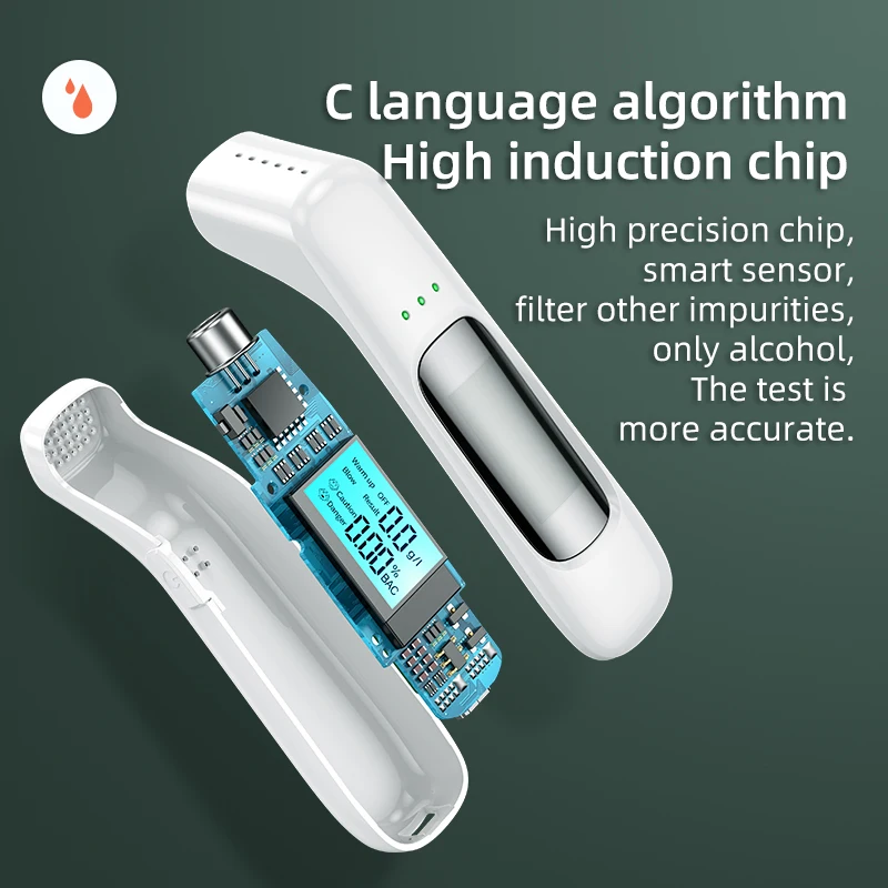 Breathalyzer digital alcohol tester white and black portable breath alcohol tester