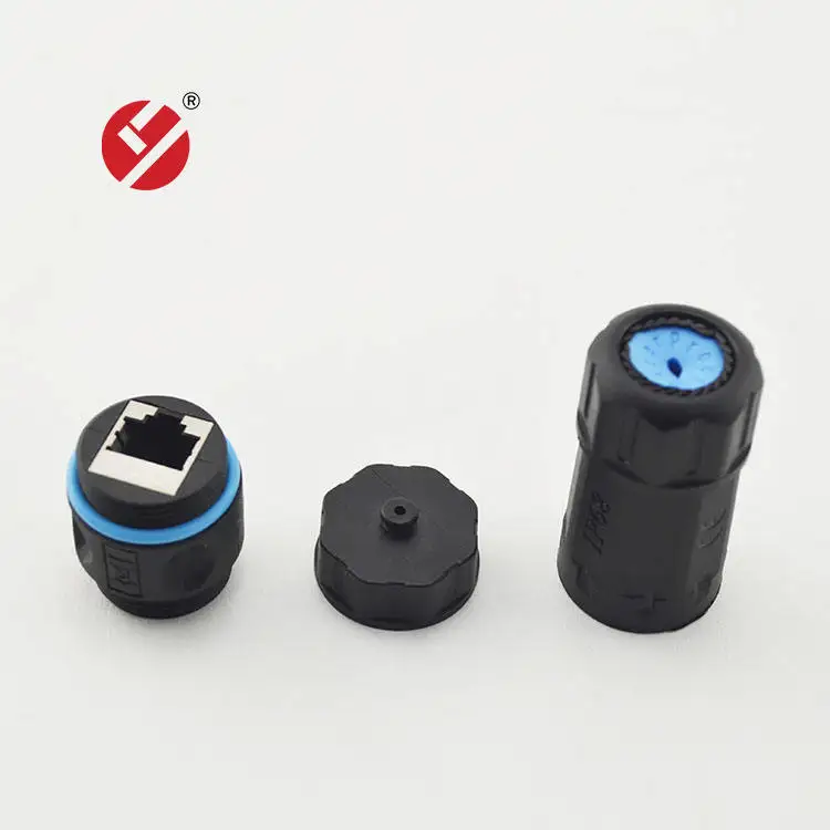 LY-KJ-AP43-B  Cat6A/6/5E STP  industrial bulkhead coupler W/Dust cap waterproof rj45 coupler
