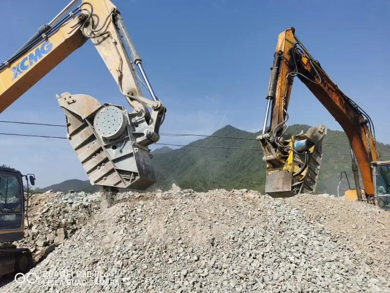 excavator attachments crushing buckets hydraulic crusher bucket
