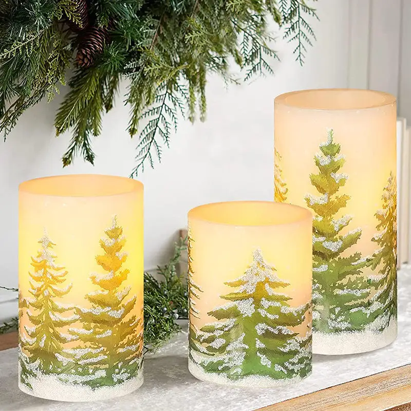 2024 new Christmas decoration supplies real wax led candles light Christmas tree decoration candles set with remote control