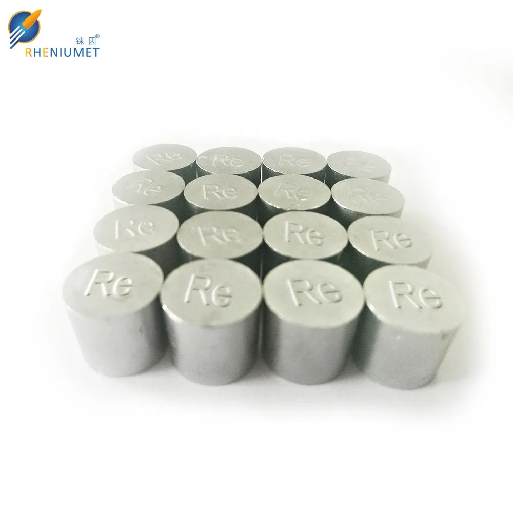 Rhenium Ingot/ Pellet, cylinder, rhenium metal  99.99%min pure manufacturer