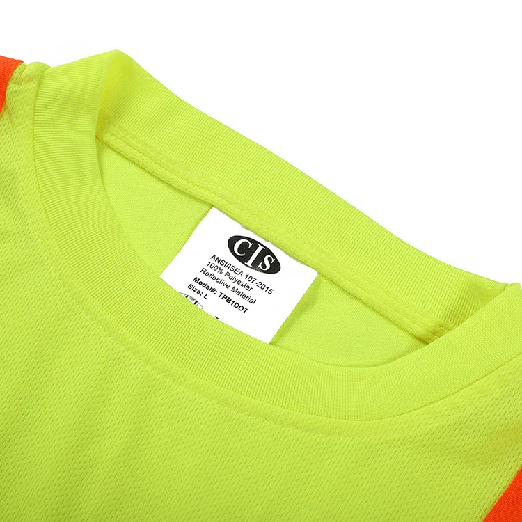 Quick dry Reflective Road Safety T Shirt Men Cheap Yellow Strap Logo Glory Color Tape Feature Navy Material