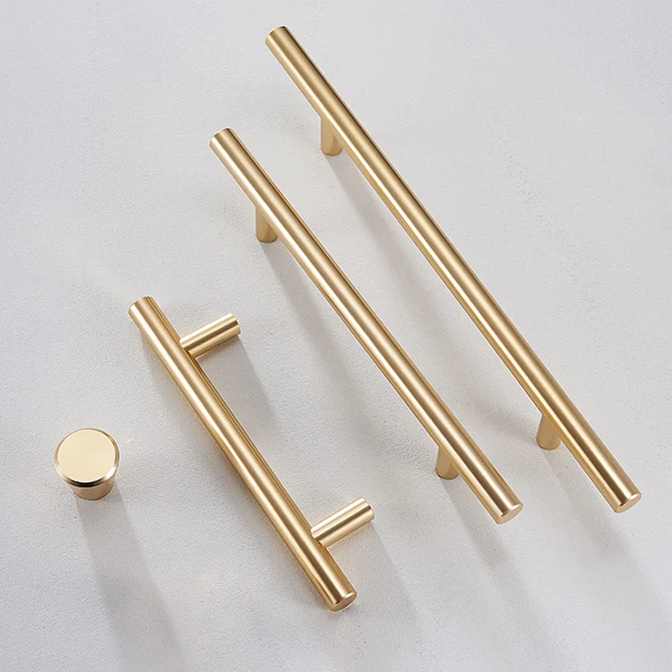 cheap round metal gold brushed stainless steel kitchen cupboard cabinet door hardware drawer t bar pull knobs handles