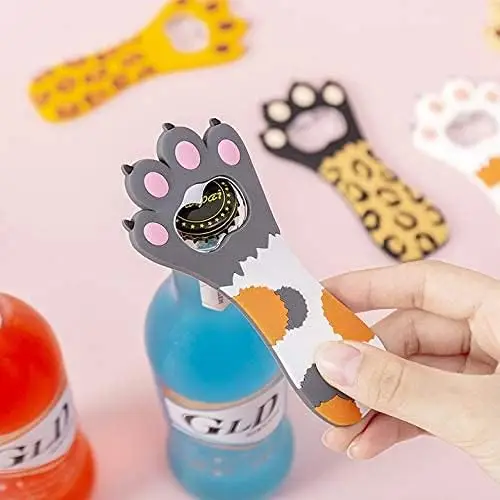 Cute Cat Paw Bottle Opener Magnet,Refrigerator Magnet Silicone Metal Bottle Opener for Beer Coke Bartender Kitchen Barware Metal