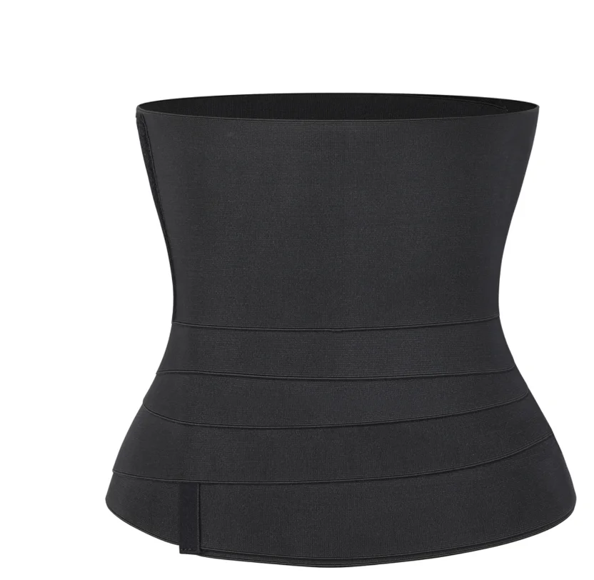 Custom Logo Soft Material 4 M Black Wrap Fixed Hook Extendable Weigh Loss Flat Tummy Belt Waist Trainer Shaper For Women