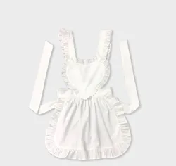 factory price promotional custom logo cotton and linen soft hand feeling apron with ruffle white ruffle apron