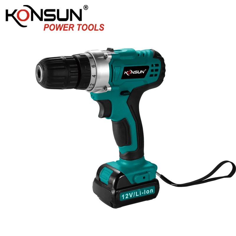 KONSUN 12/16.8/21V Electric Cordless Drill 10mm Power Tool KX72011 OEM Double Speed with 18+1 Torque