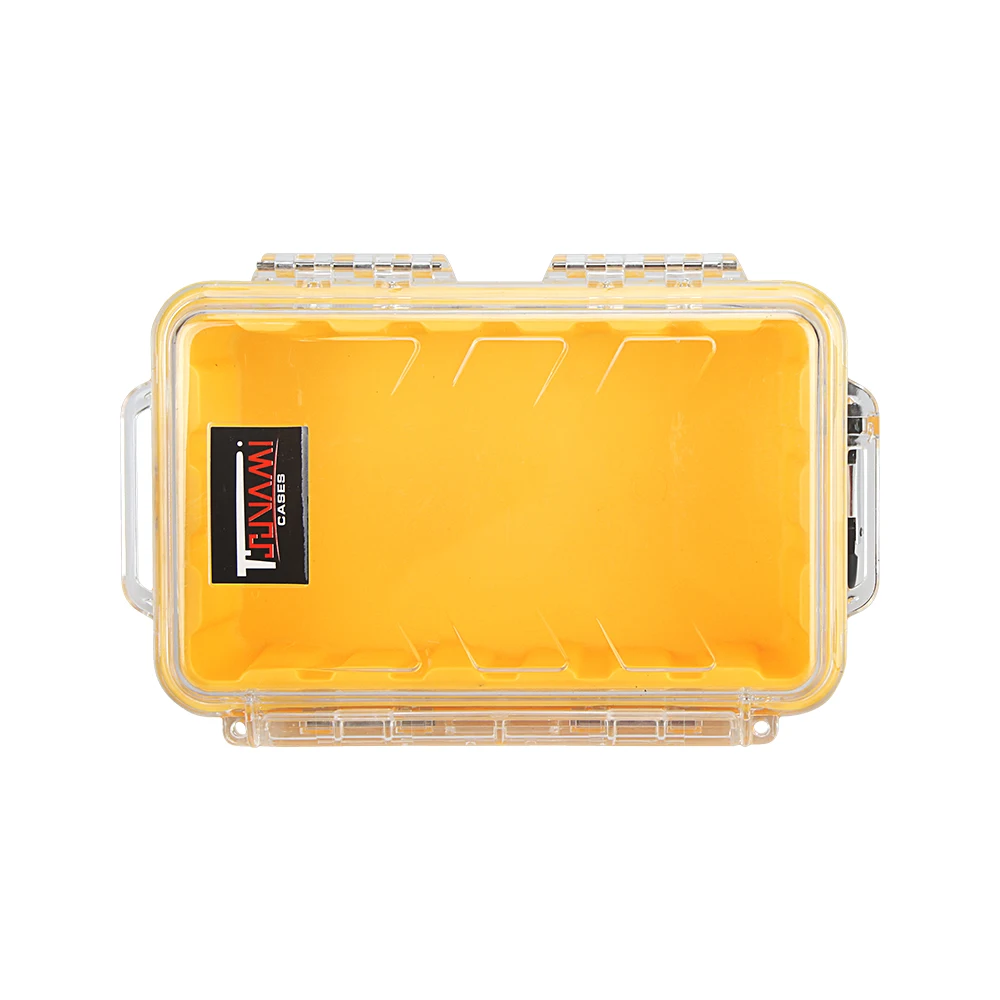 Tsunami Waterproof Orange Micro outdoor survival tool storage kit case with Clear Lid for  phone