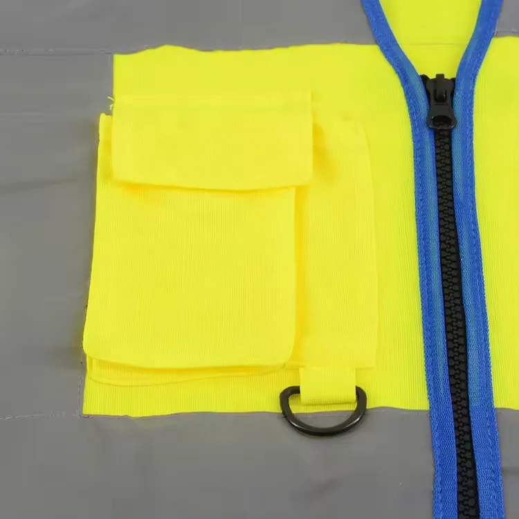 Customized High Visibility Pockets Red Safety Vest Wholesale Color Contrast PVC ID Card Pocket Safety Vest