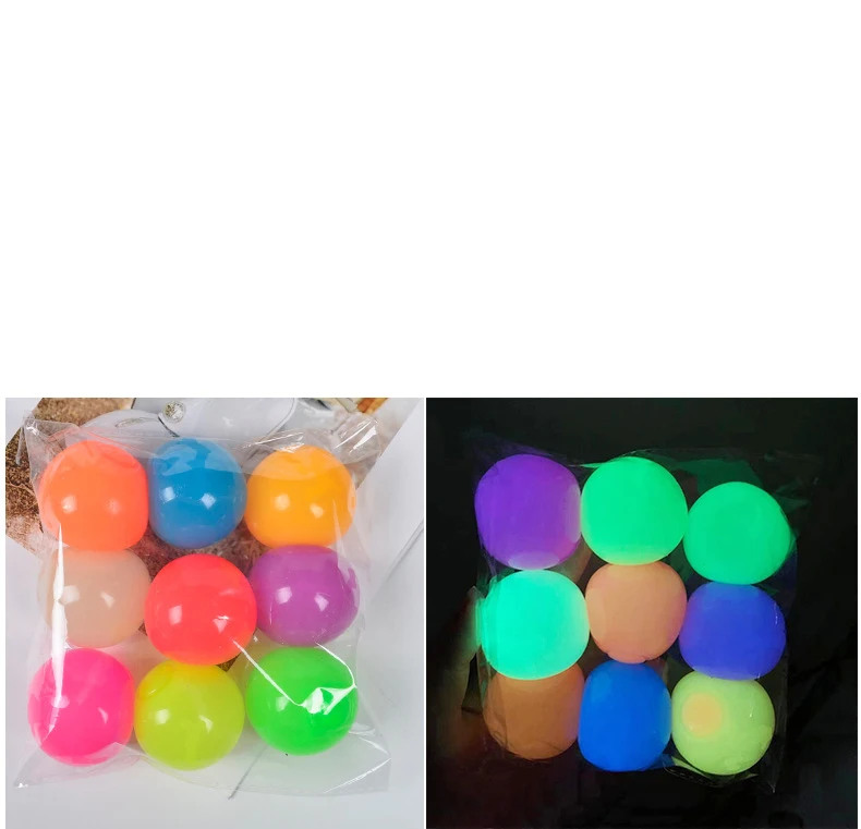 High Bright Luminous Anti Stress 4.5cm Thickened Mochi Squishy Sticky to the Wall Slowly Fall off Glow in Dark Fidget Ball Toy
