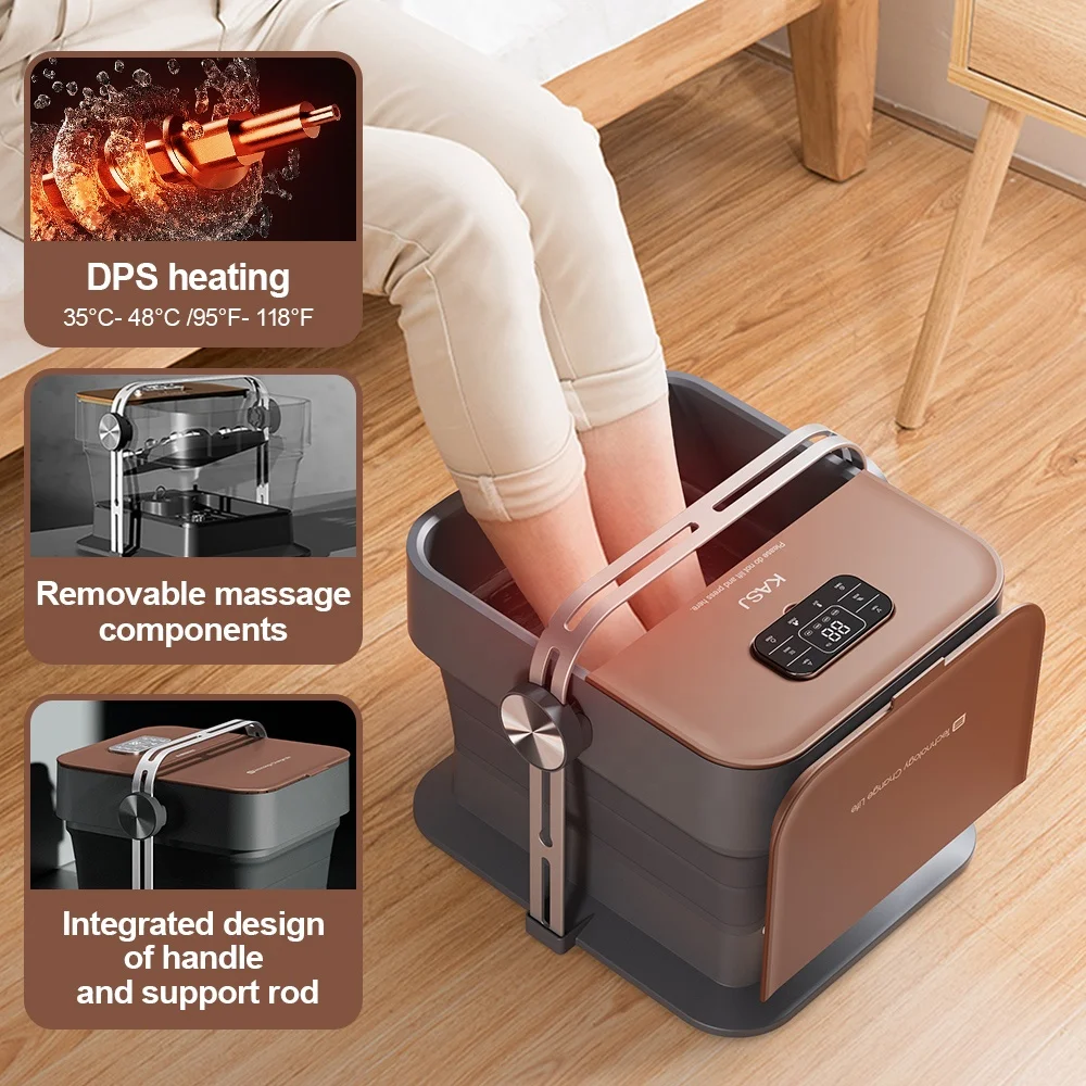 Automatic Electric Footbath Spa Massager Pedicure Luxury Machine Bucket Basin with Heat Bubbles Vibration
