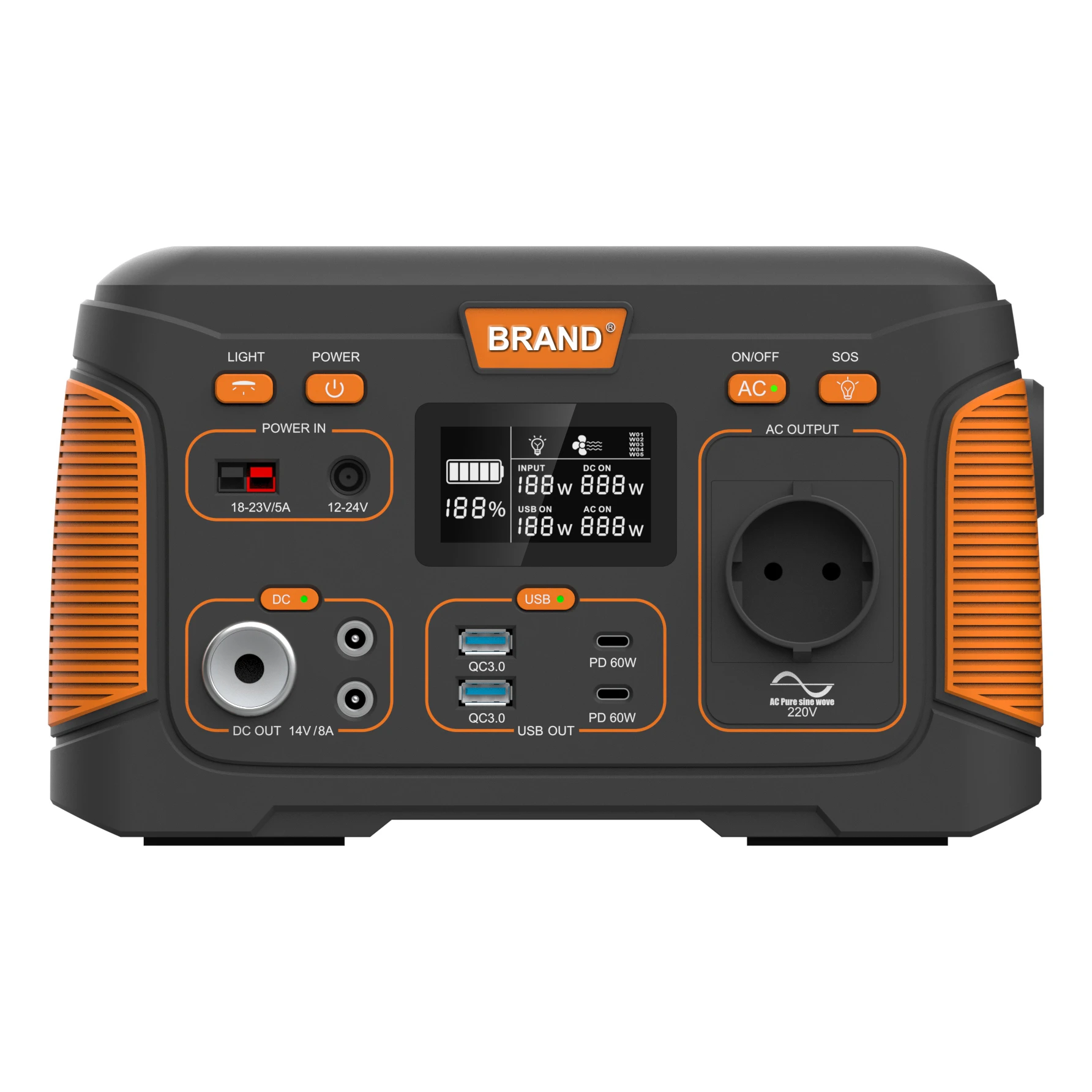 High capacity solar power station 500 watt rechargeable portable generator power station