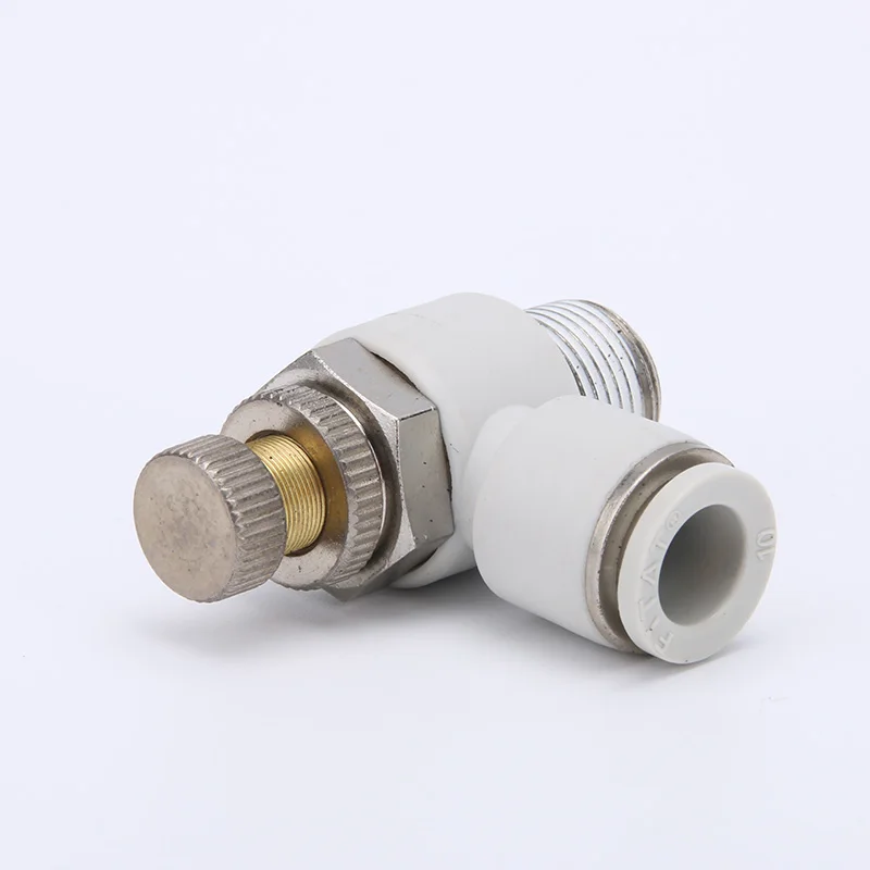 HongTo  SL series Flow control one touch Pneumatic Speed Control, Air Throttle Push To Connect Valve  Brass Nipple Fittings
