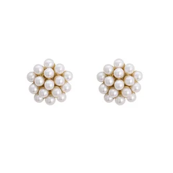 unique jewellery silver statement earring pearl flower 925 sterling silver pearl cluster flower earrings