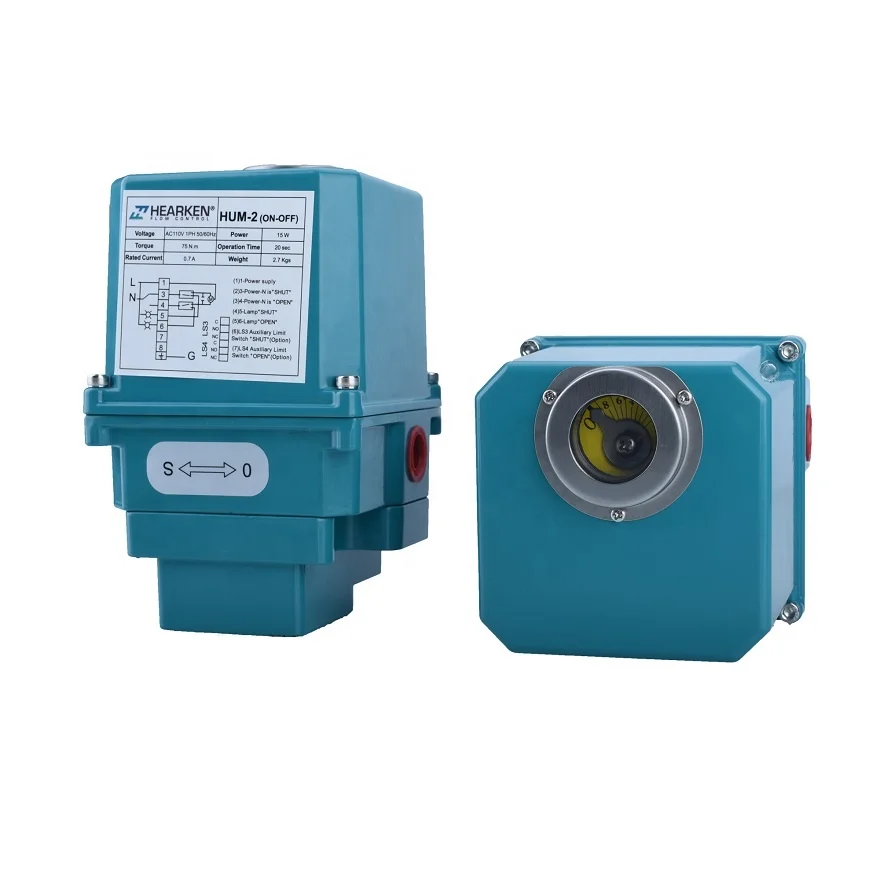 HUM Series 12V 220V Volt  90 Degree Rotary Patt Turn Mini Small dc Motorized Electrically Valve Actuator