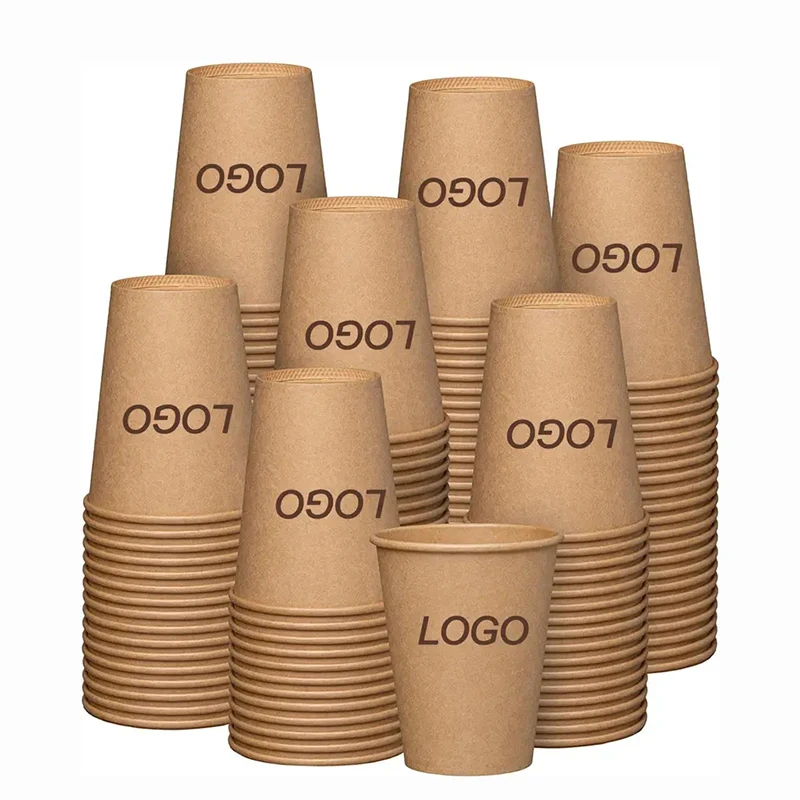 Custom size biodegradable disposable coffee shop takeaway carton coffee hot drink cups