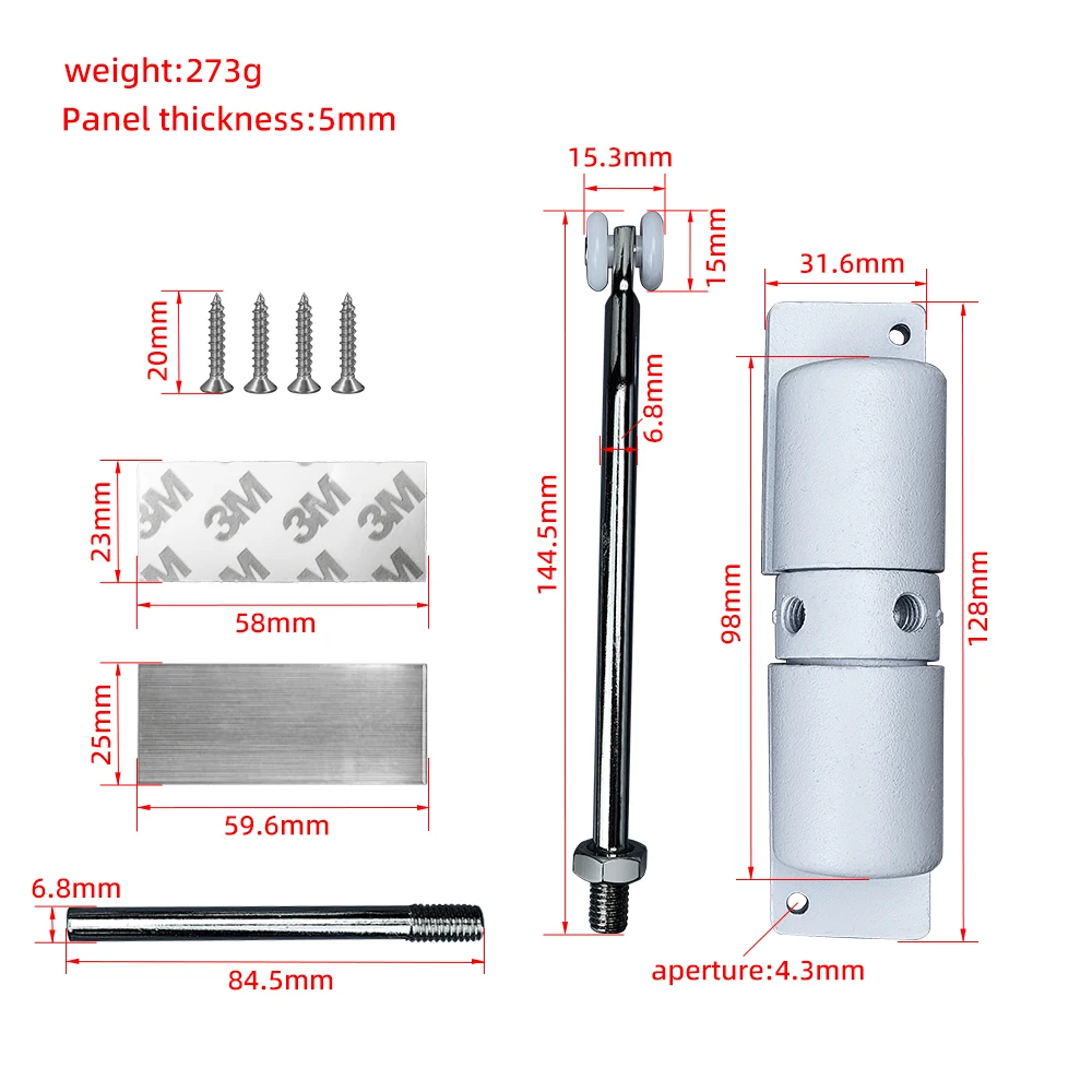 Golden Chinese Supplier Overhead Concealed Hydraulic Door Closer Automatic Aluminum Alloy Sliding Style Mini Door Closer