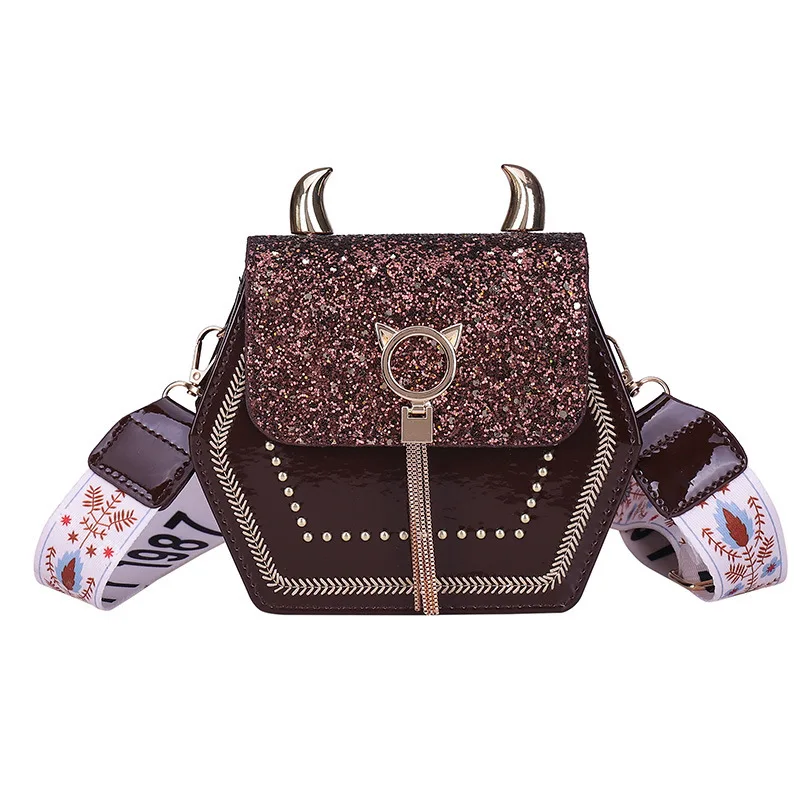 
 Новинка 2021, уникальная сумка через плечо из искусственной кожи с кисточкой и кошачьим замком и блестками, женская сумка  