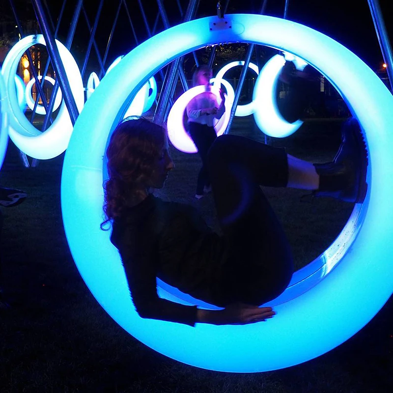 Hot Selling Customized Outdoor LED Children Swings 16 Colors Change RGB LED Swing set