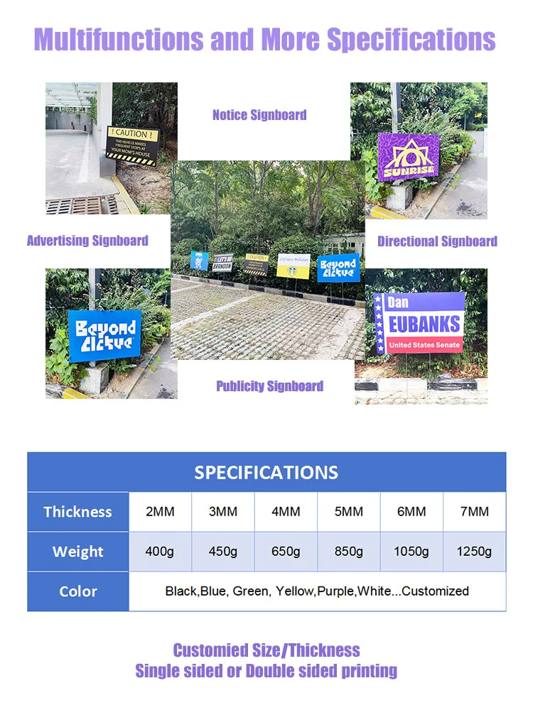 Custom Election Lawn Sign Double Sided Printing Plastic 18x24 Corrugated Blank Yard Sign with h-stakes