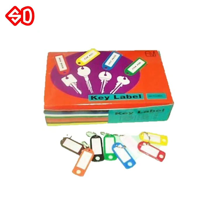 plastic key tag holder keychain label with ring