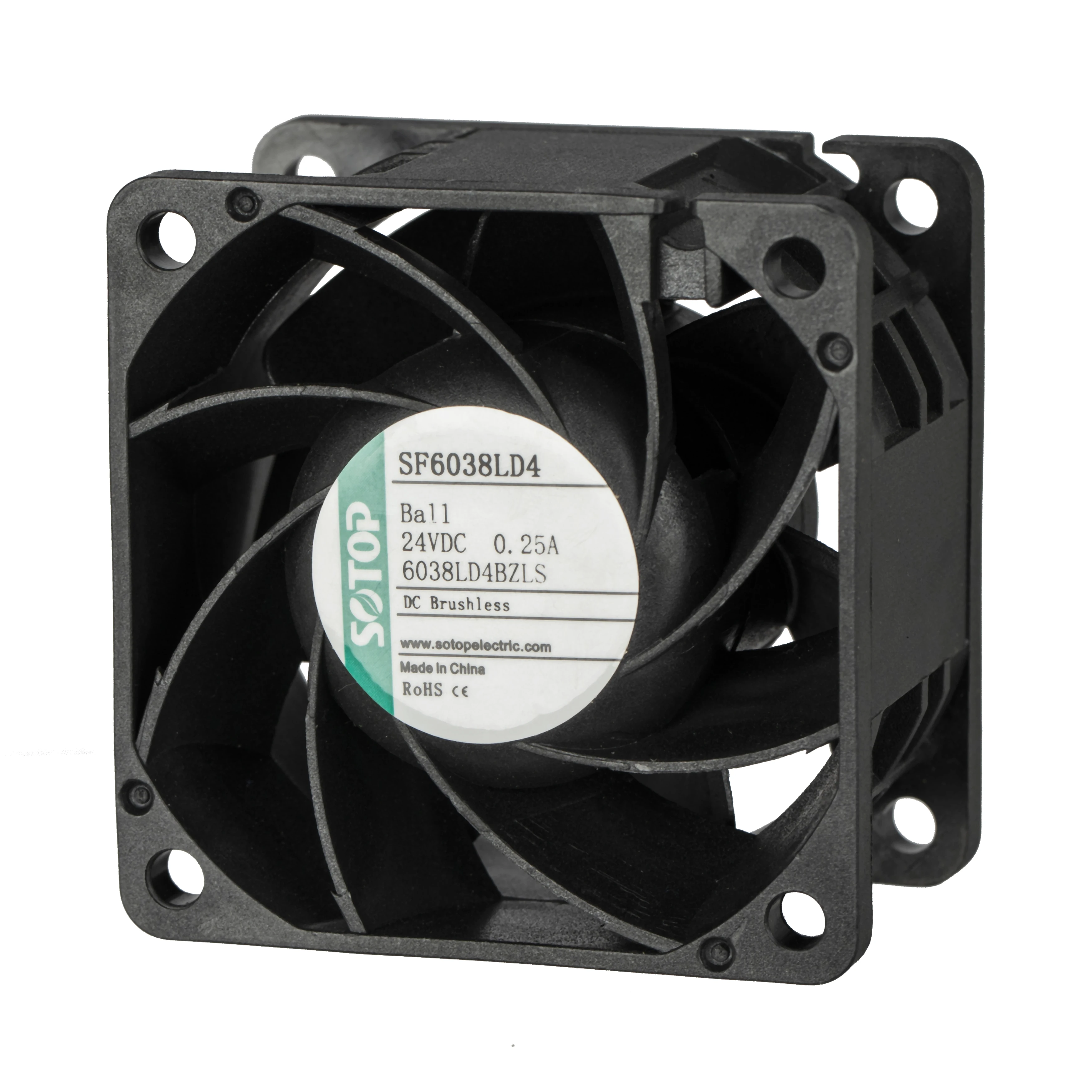 SOTOP 6038 ip68 Waterproof Fan 60x60x38mm Brushless DC 12V 24V Cooler Large Air Flow Fan with Ribs and Pulse Sensors