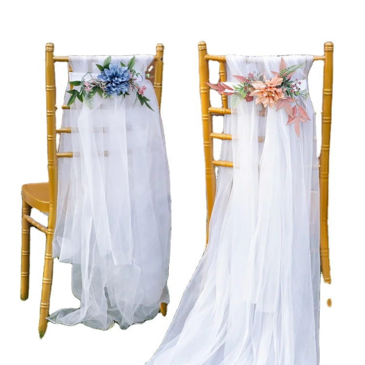 KS-294 Artificial Aisle Chair Pew Flowers Markers for Garden Wedding Ceremony Entryway Floral Decor