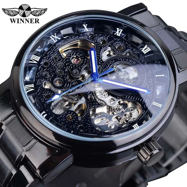 OEM/ODM Winner Automatic Watch Luxury Royal Carving Stainless Steel Mens Mechanical Wrist Watches High Skeleton Male Watch