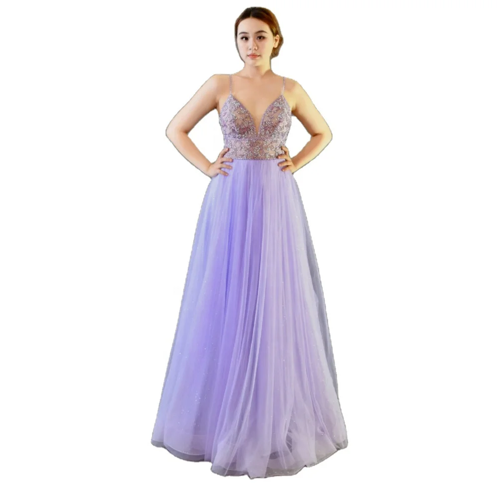 Elegant Princess Sleeveless Gown Fashionable Woven Spandex Dinner Dress with Beading Decoration Natural Waistline