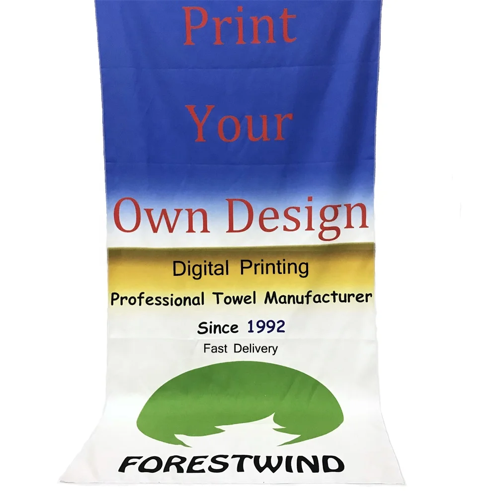 Promotional Quick Dry Sand Free Digital Photo Printed Microfiber Custom Beach Towel With Logo