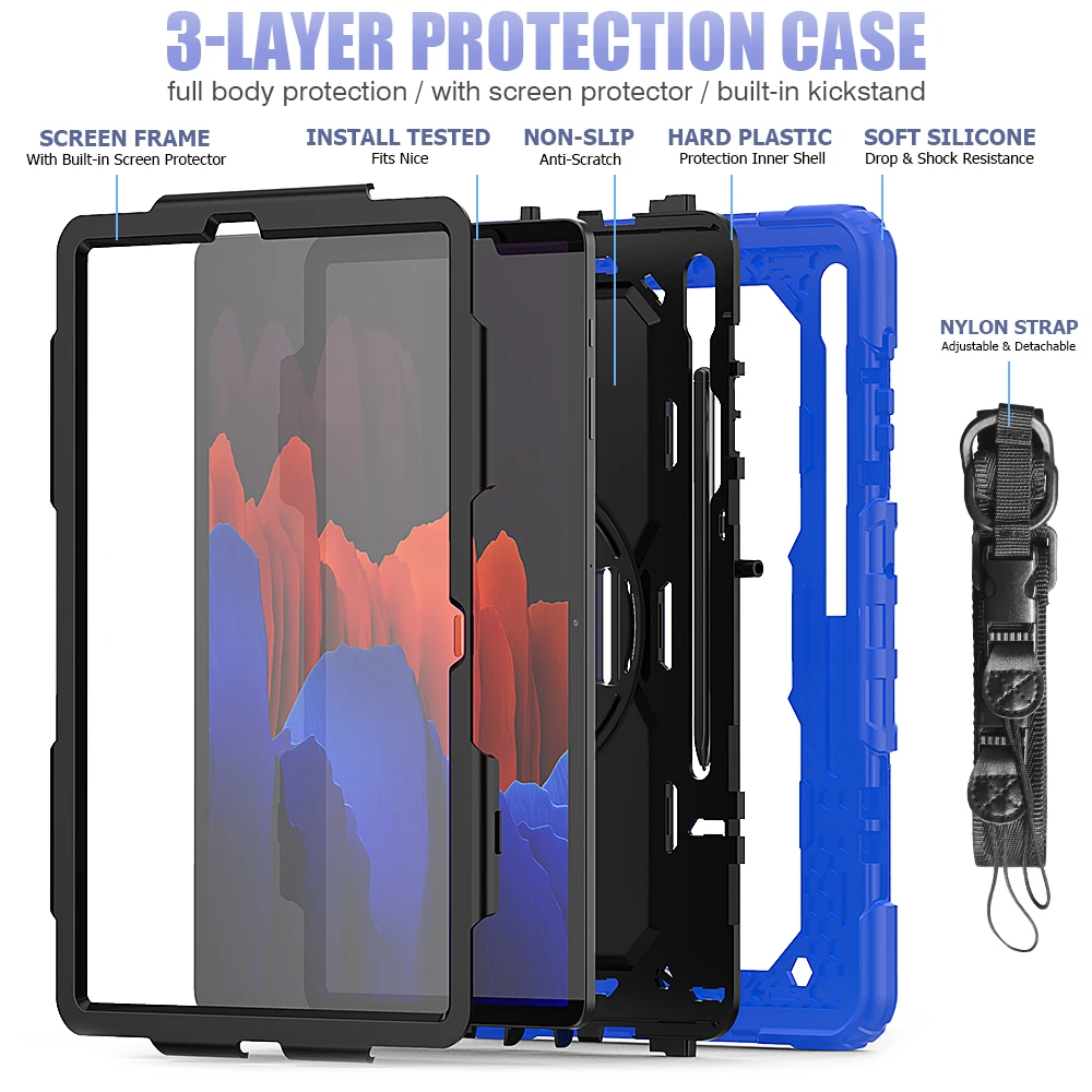 Rotating Shockproof case for Samsung galaxy tab S7 Plus12.4 SM-T970 T975 wholesales protective