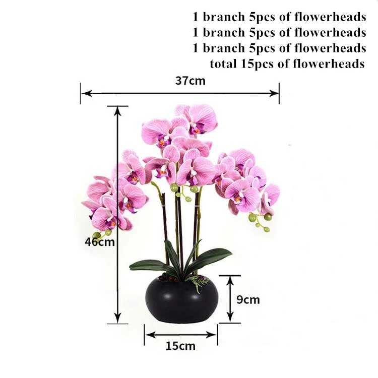 Hot Sell Artificial Orchid Plant Home Garden Wedding Decorative Real Touch Phalaenopsis Orchid Flowers Bonsai Artificial Orchids