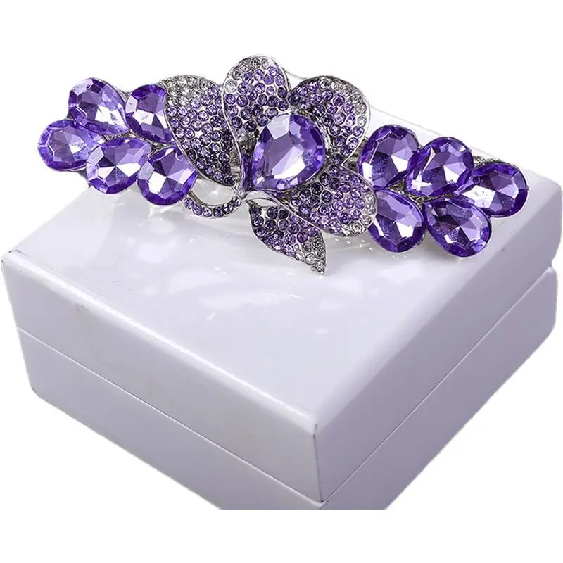 Wholesale Fashion Metal Hair Accessories Clip Ladies Hair Clips Bling Glitter Women Rhinestone Hair Clip