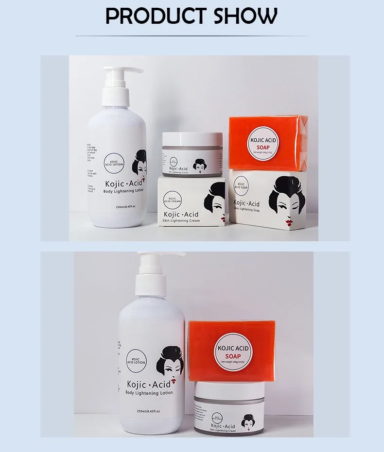 Hot selling 3-piece set of Kojic Acid Body Cream Handmade Soap customized your own brand