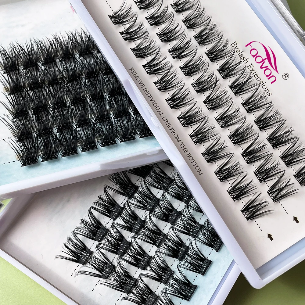 New Design Wholesale Diy Eyelash Extension Handmade Cluster Lash Self Grafting Fadvan Soft Fluffy Segmented Eyelash Trays