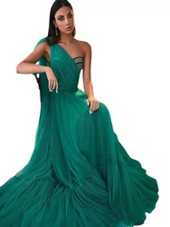 Dress Skirt Open Back Long Fluffy Gauze Dinner Party 2022 New Cocktail Party One-Shoulder Dress