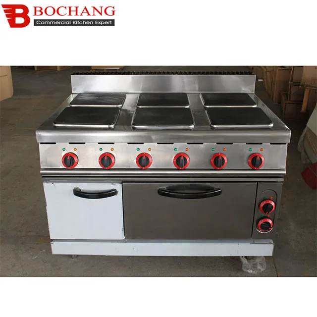 Hot Sale Stainless Steel Restaurant Cooker Commercial Electric Range With 6-Hot Plate with multi-function oven