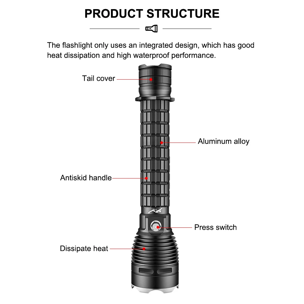 New XHP70 LED Convenient Magnetic Switch PX8 Waterproof High Power Strong Light Multifunction Professional Diving Flashlight