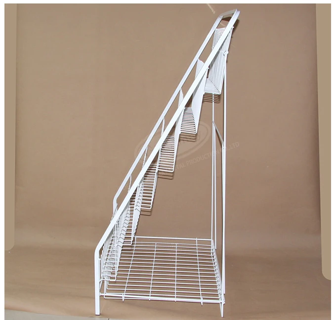 Multifunctional Stepped shape magazine holder stand Multi-layer Steel Bookshelf display rack