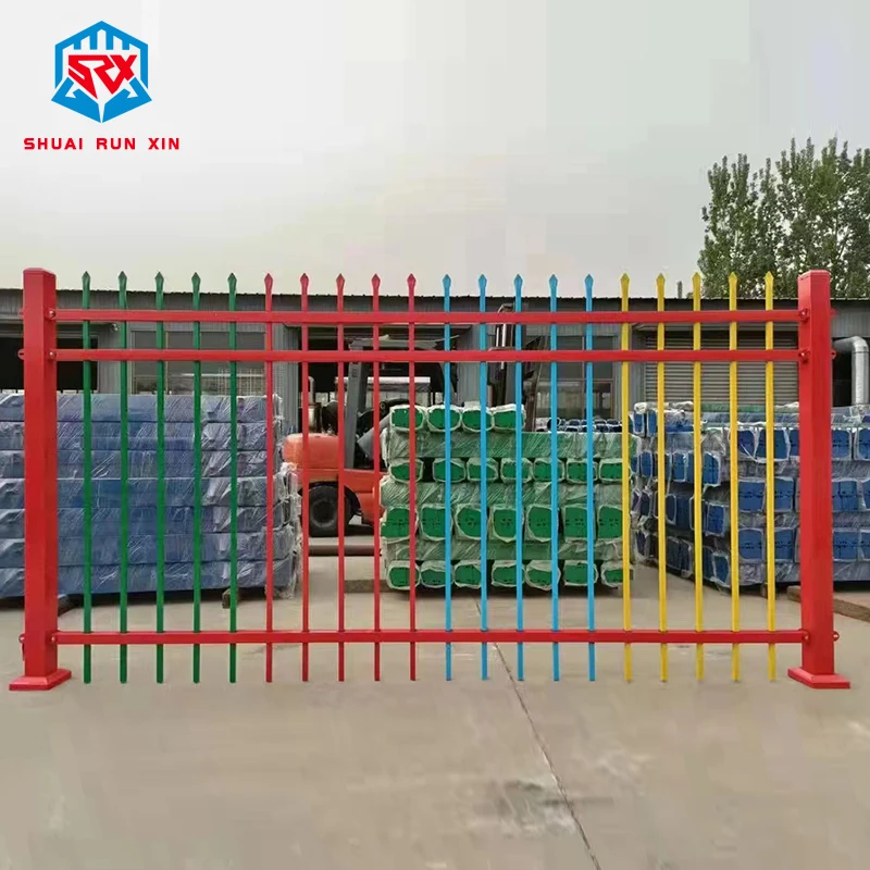 Custom galvanized steel wrought iron fence rust-proof pipe picket fence Security carbon metal multi-color wrought iron fence