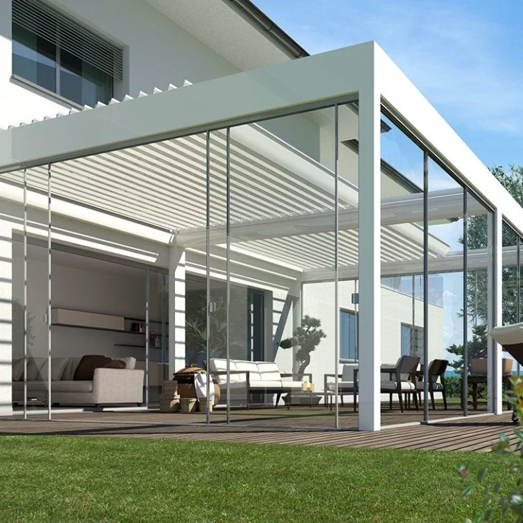 Fashion Outdoor Pavilion Canopy Shelter Awning automatic motorized louver 3x4 Pavilion Aluminum