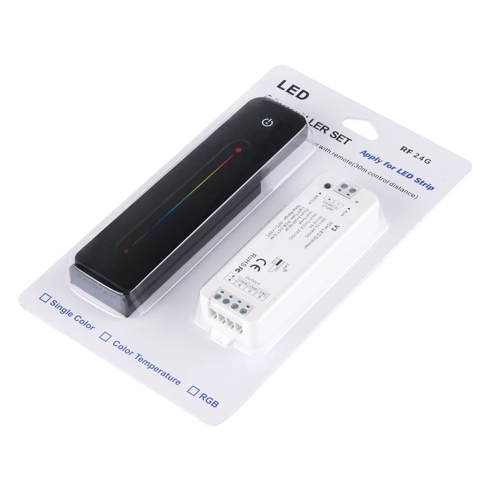 V3+R13 Touch Remote Control 3 Channel RGB LED Controller Blister Kit RF Wireless Receiver