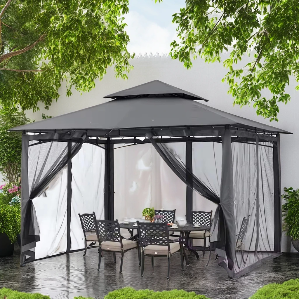 Lawn Garden Backyard and Deck 10x10 FT Outdoor Patio Gazebo Canopy with Mosquito Netting