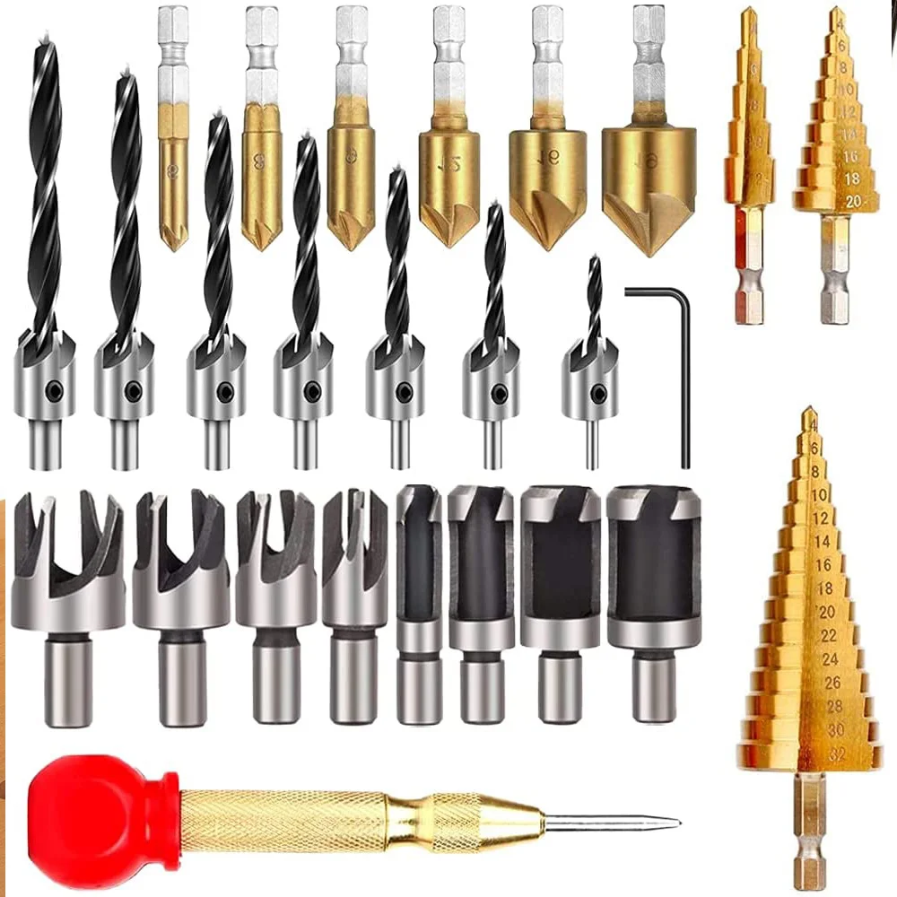 Custom Drill Bits And Driver Set For Wood Metal Drilling And Driving, Full Combo Kit In Plastic Carry