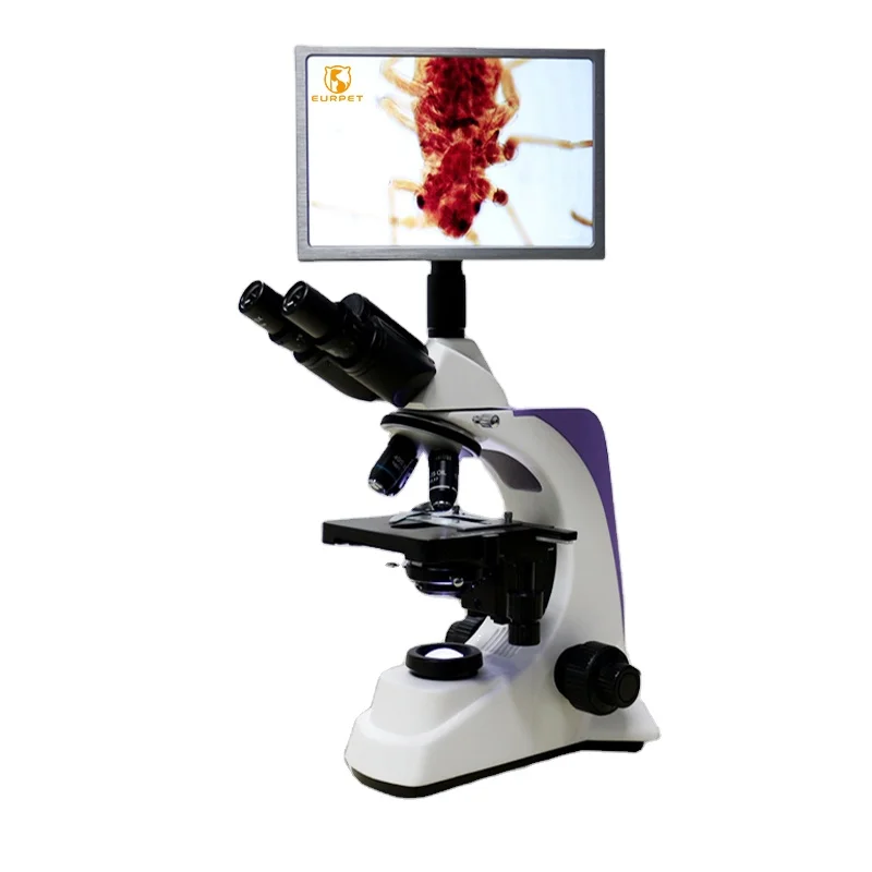 EUR PET Factory Price Medical Lab Optical Biological Binocular Trinocular Microscope With LCD Display