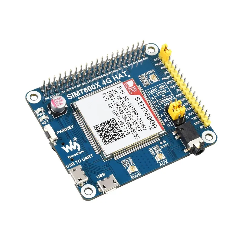 SIM7600A-H 4G HAT LTE Cat-4 4G / 3G GNSS For raspberry pi 4