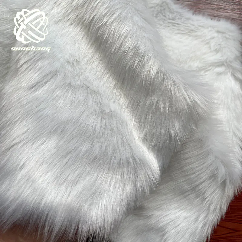 Keqiao Factory Lowest Wholesale Price white fur fabric faux fur long pile material faux fur fabric for christmas