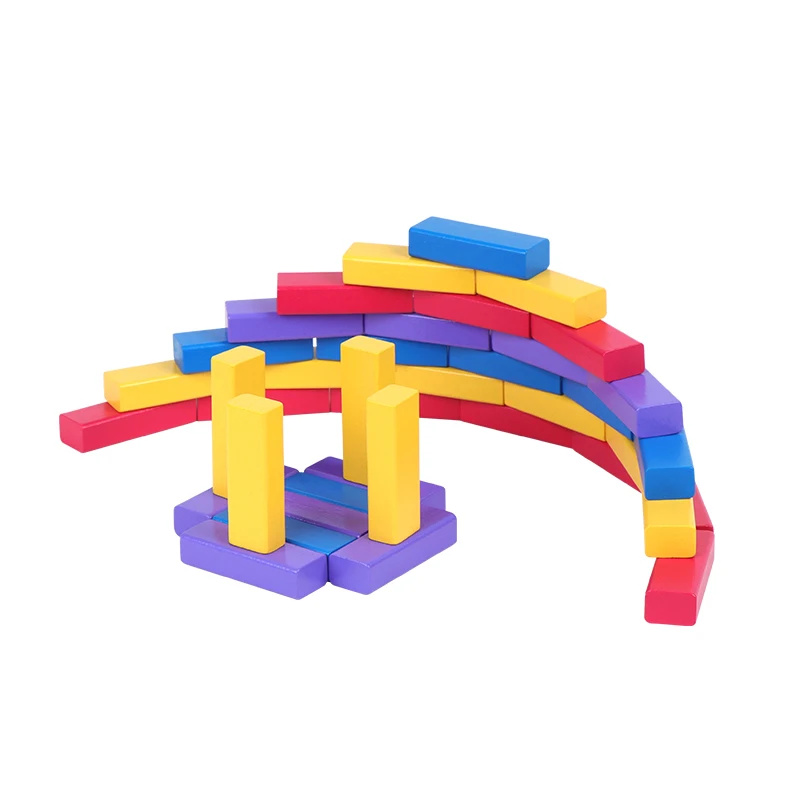 48PCS Colorful Wooden Blocks Stacking Game Tumbling Tower Wooden Toys Unisex Building Blocks Toys